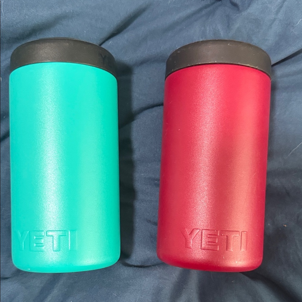 YETI Aqua and Crimson Tumblers 16oz